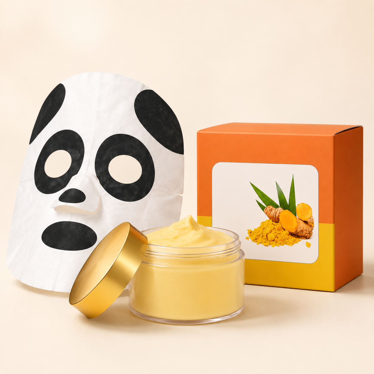 Package West Month Turmeric Moisturizing Cream & Steam Eye Mask for Facial Relaxation