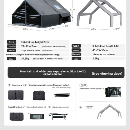 Inflatable Outdoor Camping Tent – 6.0 Extended with Vestibule