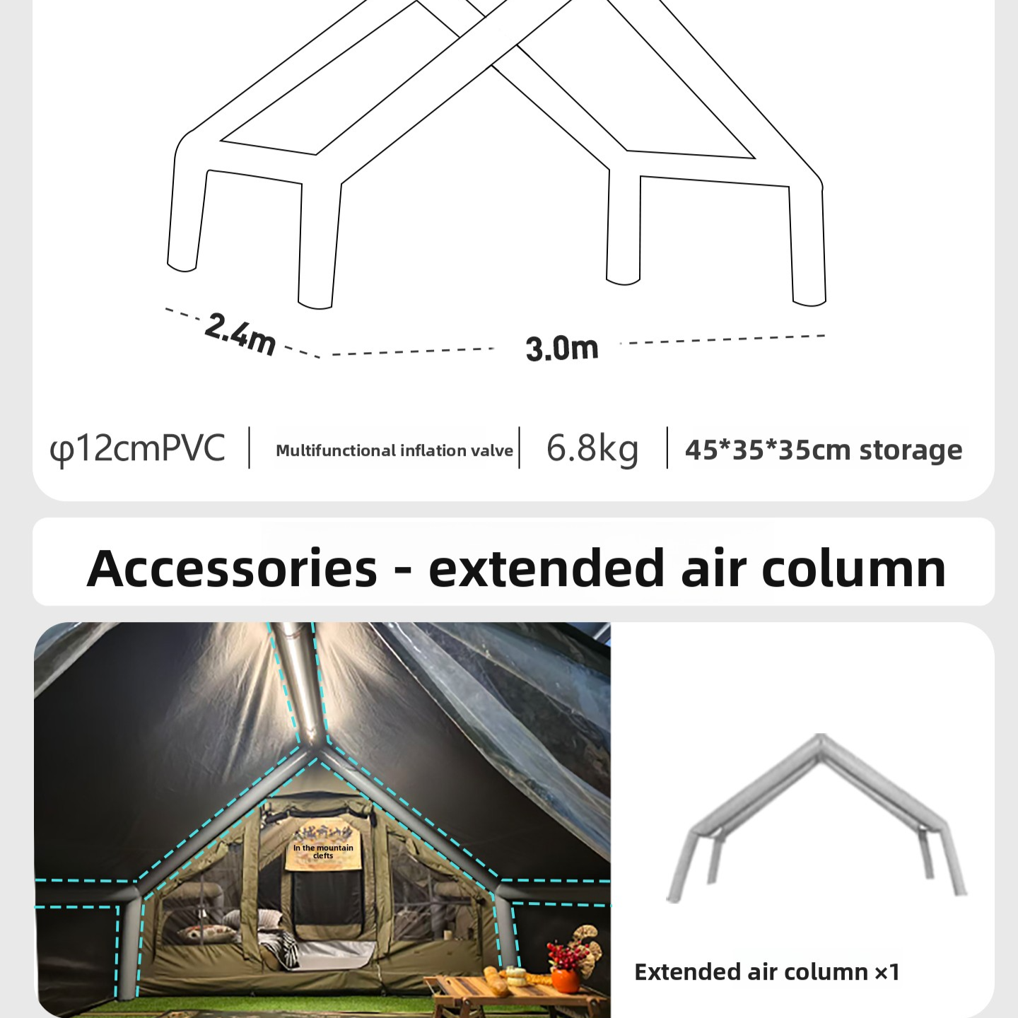 Inflatable Outdoor Camping Tent – 6.0 Extended with Vestibule