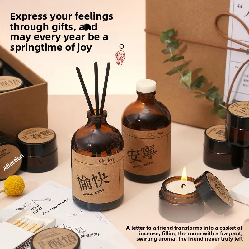 Beyond Oriva™ Rattan Aromatherapy Gift Set with Candles and Fireless Diffuser