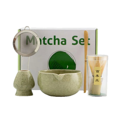 Beyond Oriva™ Cross-Border Ceramic Matcha Bowl Set with Japanese-Style Tea Whisk, Matcha Stirrer, Tea Set Gift Box