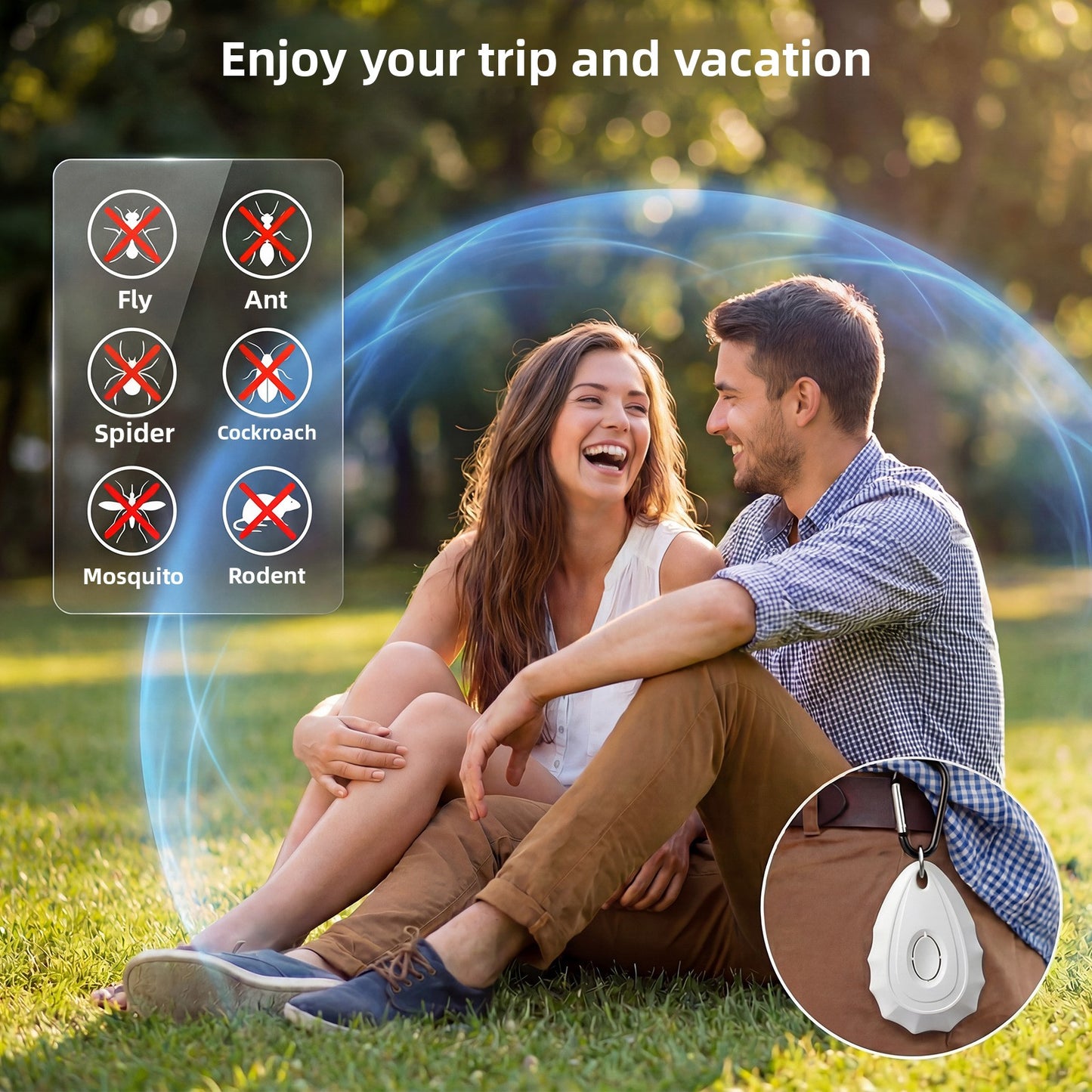 Beyond Oriva™ Ultrasonic Insect Repellent – Portable Mosquito Repeller (Black & White)